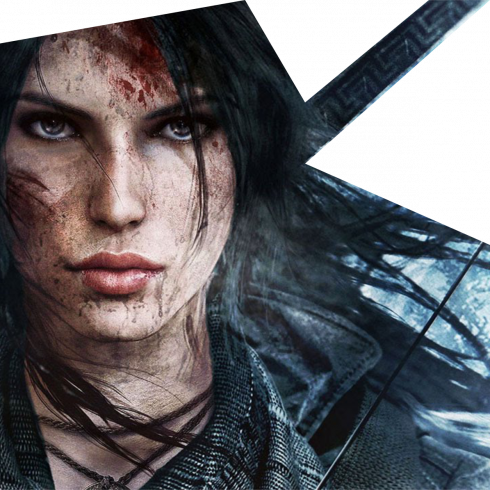 Lara Croft looking dishevelled.