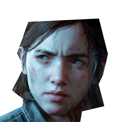 Ellie from The Last of Us Part 2 looking concerned/angry.